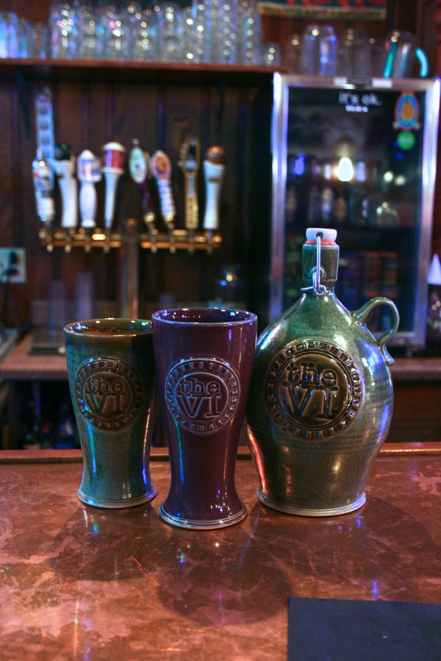 Pilsner cups and a 54oz. bottle top growler